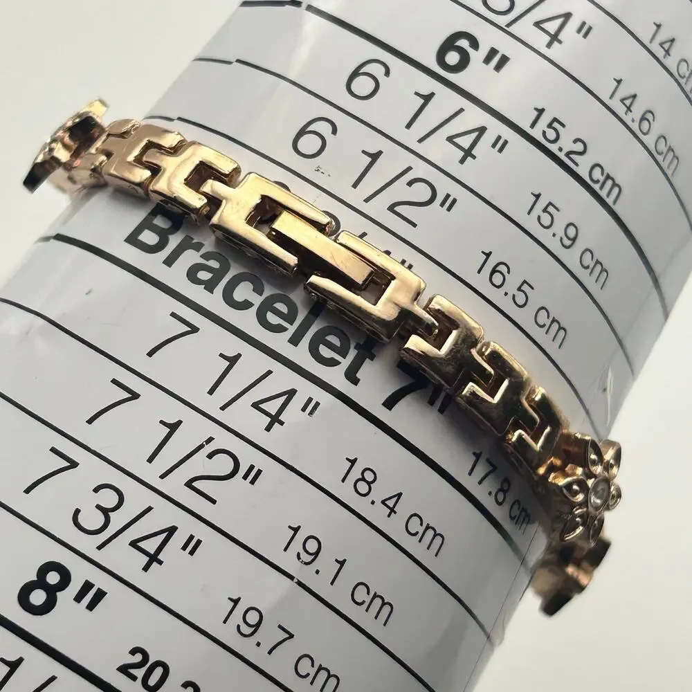 Soxy Rose Gold Square Dial Crystals on Bezel Floral Accents Women Fashion Watch